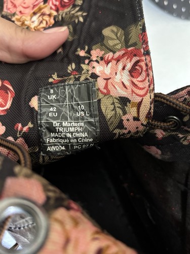 Dr Martens Schnürschuhe Triumph Größe US 10 L Blumenfutter Fold Over grau Leder - Bild 2 von 18