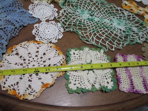 Doily Mixed Vintage Hand Crocheted Lot Of 20+ Mixed Sizes Colors & Designs - Picture 23 of 24