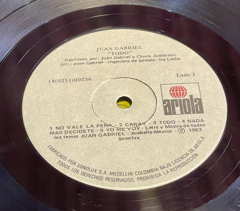 Juan Gabriel ‎– Todo - La Farsante - Ariola Colombia 1983 - Image 4 of 4
