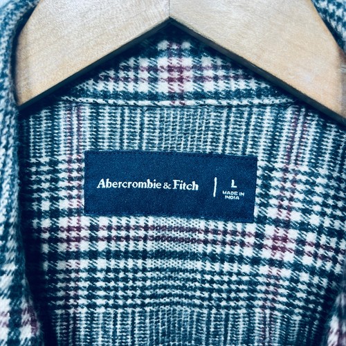 Abercrombie & Fitch Jacket Black Red Plaid Pocket Button Up Fall Normcore L - Picture 5 of 8