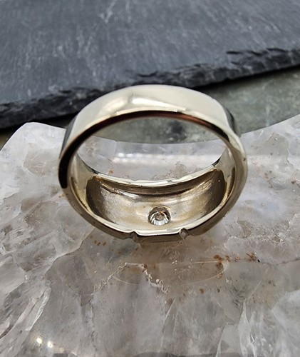 14k .585 Gold .33ct Diamond Solitaire Signet Poker Men's Sz 9.5 Ring Au 25122 - Picture 7 of 10