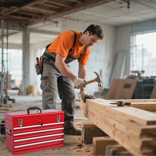 Heavy Duty Metal Tool Box, 21-inch, Portable Metal Tool Box with 4 Drawers - Picture 45 of 57