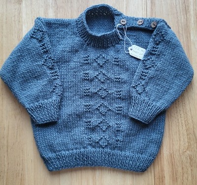 Baby Pullover 1 - 2 Jahre - türkis - handgestrickt - neu