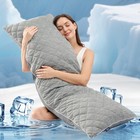 Cooling Body Pillow for Adults Grey, Quilted Support Long Pillow with Ice Sil...