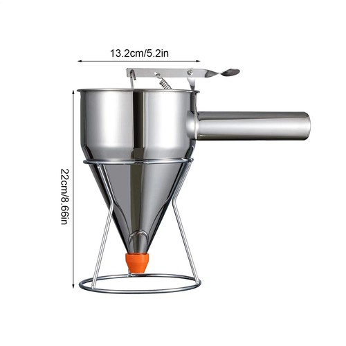 Stainless Steel Pancake Batter Dispenser With Stand, Detachable Handle Pancake  - Imagen 6 de 10