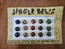 Vintage Christmas Criterion Colored Jingle Bells on Card Set Of 15