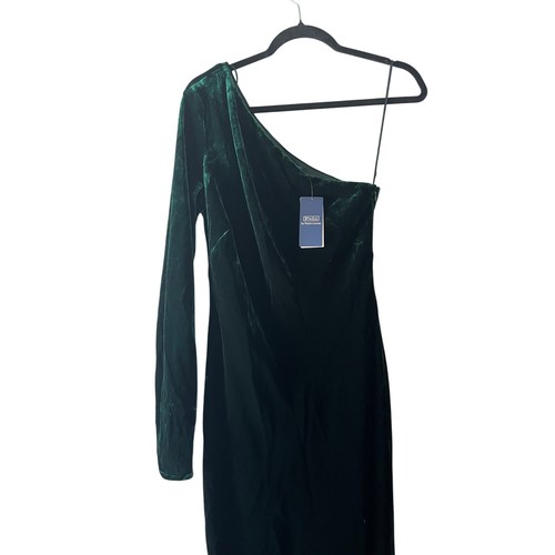 Polo Ralph Lauren One-Shoulder Velvet Dress in Green Size 4 - Picture 5 of 12