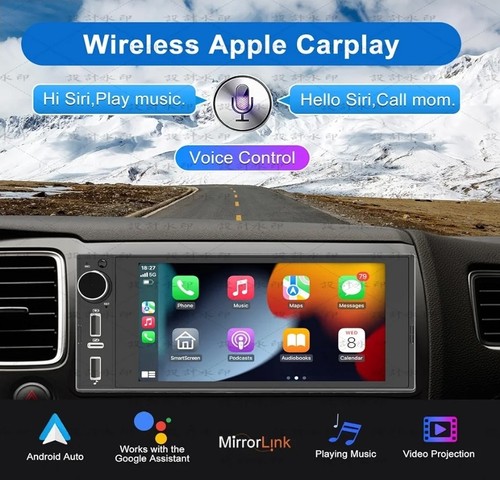 Single Din Car Radio Wireless Carplay Android Auto, 6 Inch IPS Touchscreen - Picture 3 of 7