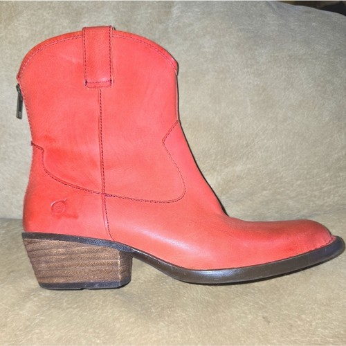 Stivali da cowgirl western con tacco Wynd in pelle rosso fuoco nato F71605 7M - Foto 2 di 7