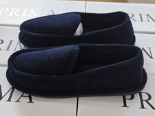 MEN'S CORDUROY HOUSE SHOES MOCCASIN SLIP-ON NAVY