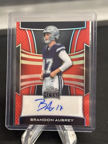 BRANDON AUBREY 2025 LEAF METAL RED PRISMATIC AUTOGRAPH /15 COWBOYS