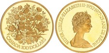 Canada 100 Dollars 1977 25th Anniversary of the Coronation Elizabeth 1/2 oz Gold Proof 130583 3029.58 per troy oz