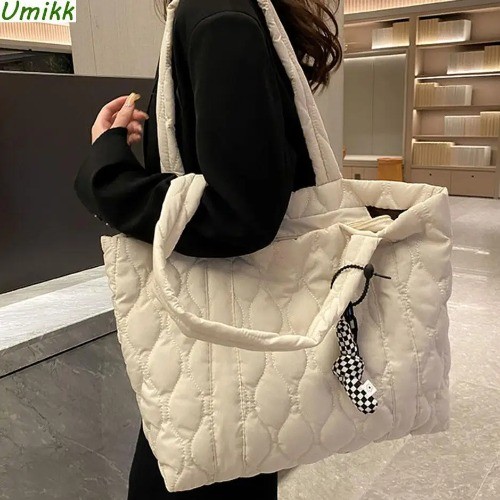 2025 Herbst & Winter Damen Baumwolle gepolsterte Schultertasche große Kapazität neue Handtasche - Bild 1 von 22