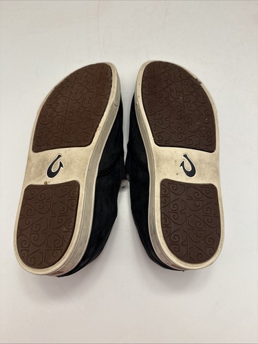 Zapatillas informales sin cordones negras Olukai Pehuea Heu para mujer talla 10 forradas de piel de oveja - Imagen 9 de 10