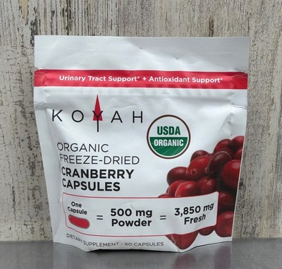 KOYAH Brand Organic Freeze-Dried Cranberry Urinary Tract Support - 60 Capsules