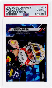 2020 Max Verstappen PSA 10 Topps Chrome F1 Sapph Ed #179