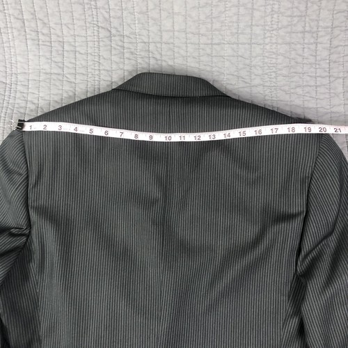 Canali Sport Coat Mens 44L 54L Black Gray Pinstripe Wool Silk 3 Button Italy - Picture 13 of 24