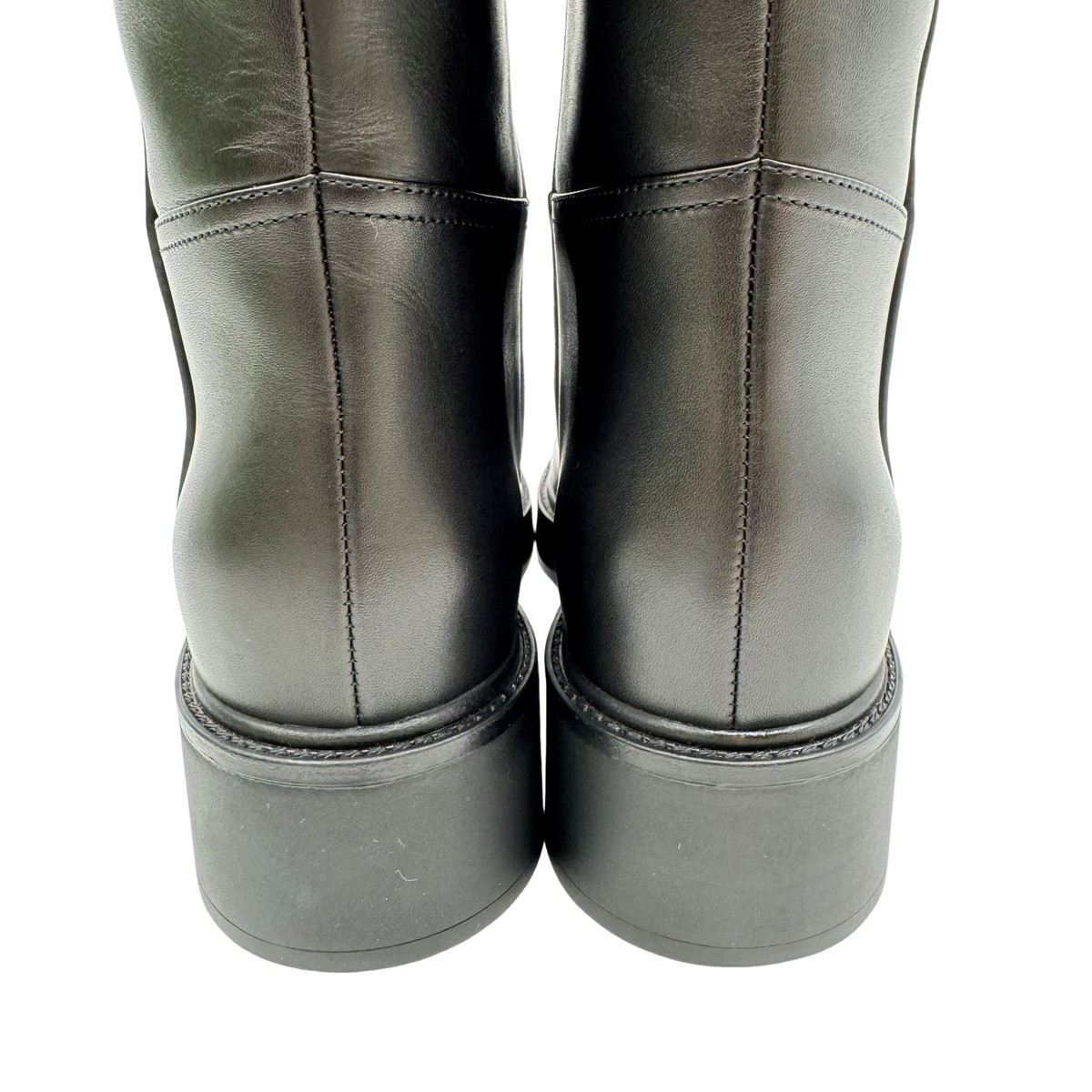 Auth GUCCI Logo Unused Long Leather Boots Size:37 US:7