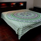 Elephant Mandala Tapestry Wall Hanging Cotton Tablecloth Bedspread Full Green
