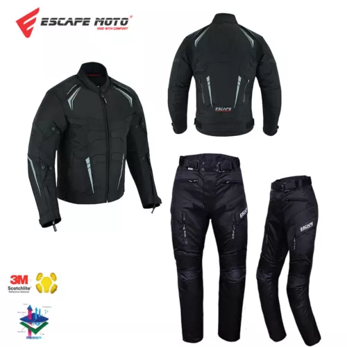 Men Motorcycle 2Peice Suit Motorbike Waterproof Jacket Trousers Cordura Armour