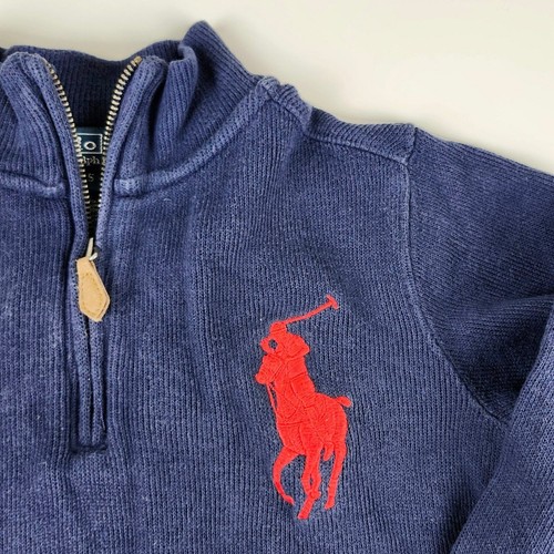 Polo Ralph Lauren Navy Blue Big Pony Quarter Zip - Picture 2 of 4