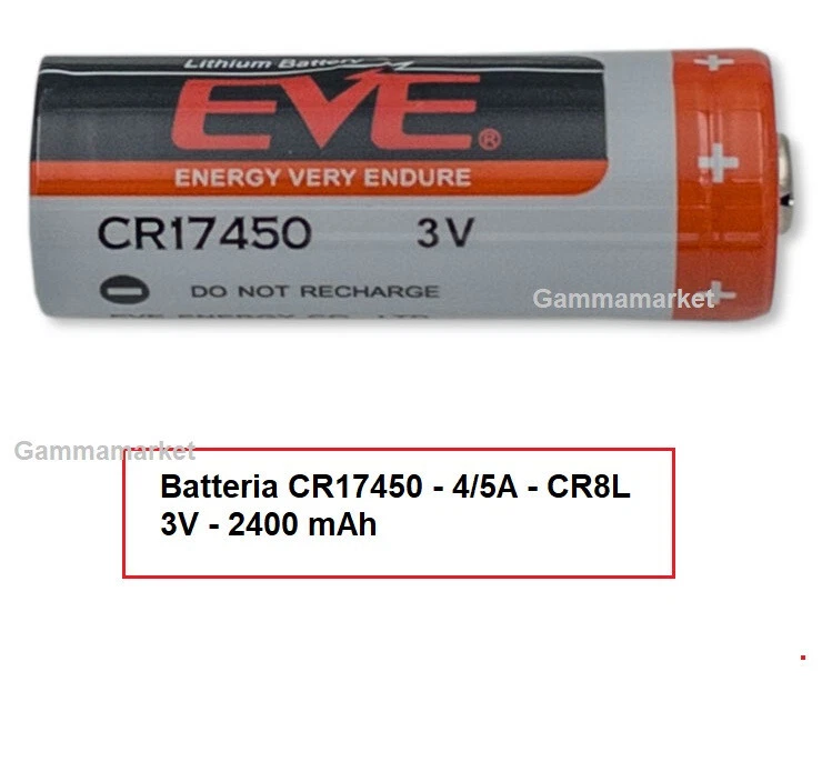 Batteria CR 17450 Litio EVE 4/5A CR8L 3V 2400 mAh con Polo