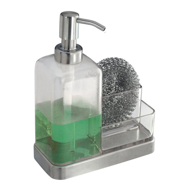 Interdesign Forma Soap And Sponge Caddy 67080 Interdesign Forma Soap And Sponge Caddy Brushed Stainless Steel Clear New
