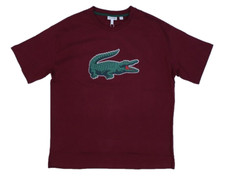 Lacoste Graphic Print Crocodile Cotton T-Shirt Maroon Short Sleeve Boys 16 Years
