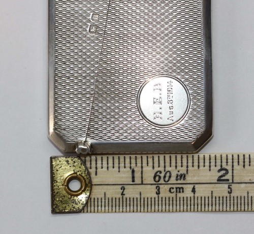 EXCELLENT EDWARDIAN STERLING SILVER ENGINE TURNED CALLING CARD CASE 1912 - Picture 16 of 24