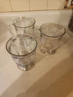 Set/3 VTG Anchor Hocking Clear/Lite Blue Tinted Glass Footed 16oz Cafe Mugs