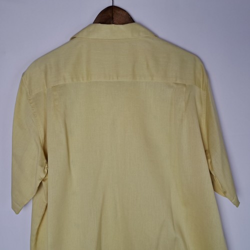 Island Republic Shirt Mens Large 100%-Silk Yellow Button Up S/S Panel Palm Trees - Picture 7 of 17