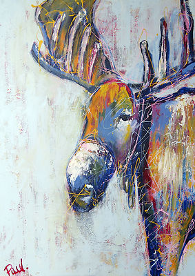 Graffiti Street Art Stag deer Moose Print Large Canvas Painting Australia