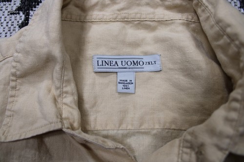 Linea Uomo Short Sleeve Button Linen Shirt Mens 2XLT - Picture 3 of 6