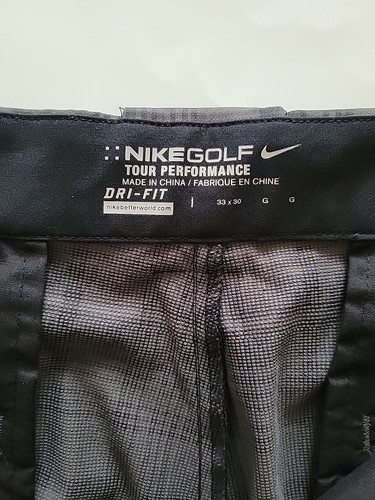 Nike Golf Tour Performance grau karierte Hose Erwachsene Größe 33 x 30 Dri-Fit Golfen - Bild 4 von 6