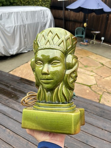 Vintage 1950’s Rare MCM Art Deco Nouveau Mask Underwriters Laboratories  TV Lamp - Picture 13 of 16