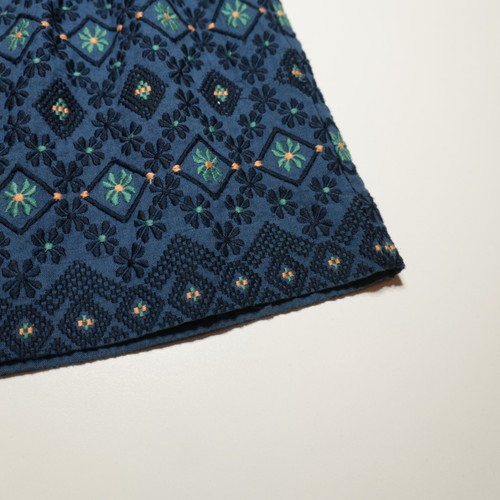 Snak Anthropologie Skirt Womens 6 Cotton-Linen Embroidery Pleated Ribbon Trim - Picture 3 of 15