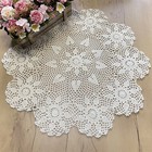 24 Inch Tablecloth Crochet Placemats Handmade Doilies Lace Round Cotton Beige