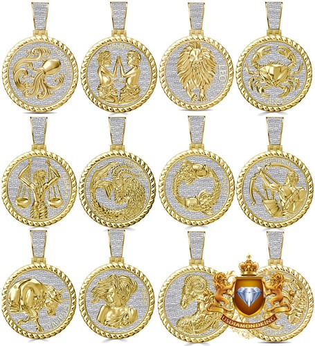 Real Genuine Diamond 1.25 Cwt. Zodiac Birth Sign Astrology Lucky Charm Pendant - 第 45/75 張圖片