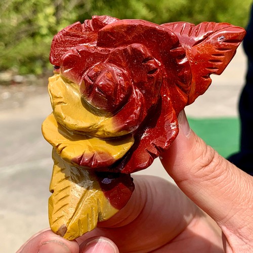 103G Natural mokite jasper Quartz Crystal Hand carving Mineral Specimens flower - Picture 3 of 19