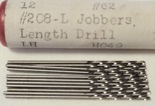 #62 (.038") Left Hand Jobber Drill Bits HSS 118° Spiral Flute National Lot of 12