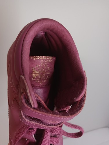 Sneaker alte Reebok Free Style da donna in pelle rosa con lacci stile di vita taglia 5,5 - Foto 8 di 9
