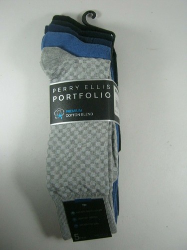 Perry Ellis Men's 5-Pair Pack Crew Dress Socks Large For Shoe 7-12 - Picture 6 of 9