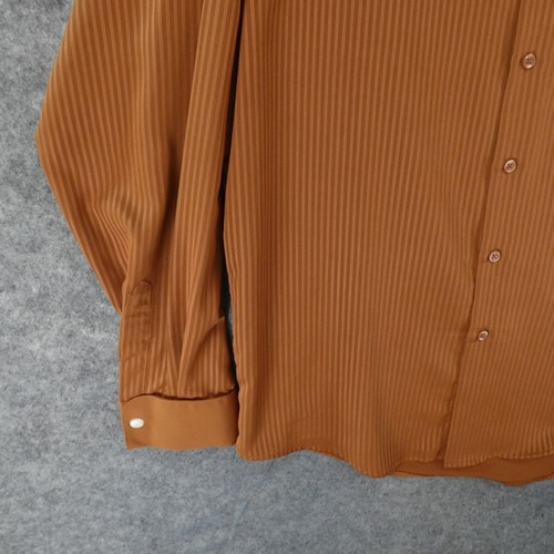 Stacy Adams Shirt Men 15-15.5 34/35 Long Sleeve Button Up Orange Striped - Picture 4 of 11
