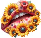 Watercolour Pink Sunflower Lips Wall Art Bedroom Nursery Car Vinyl Sticker Decal