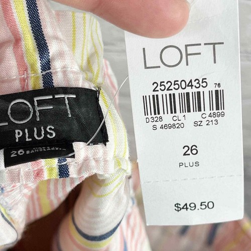 LOFT PLUS NWT Multicolored Striped Paper-bag Shorts Women's 26 - Picture 7 of 8