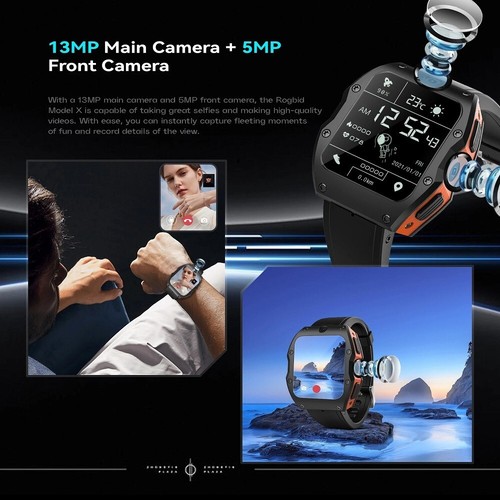 Rogbid Model X 4G Smartwatch 2,1" 4GB + 128GB 1050mAh 13MP Kamera IP67 Wodoodporny - Zdjęcie 12 z 18