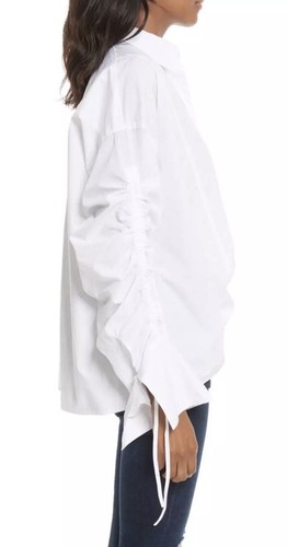 Free People White "BROWN EYED GIRL" Poplin Button Front Oversized Small New - Picture 3 of 12