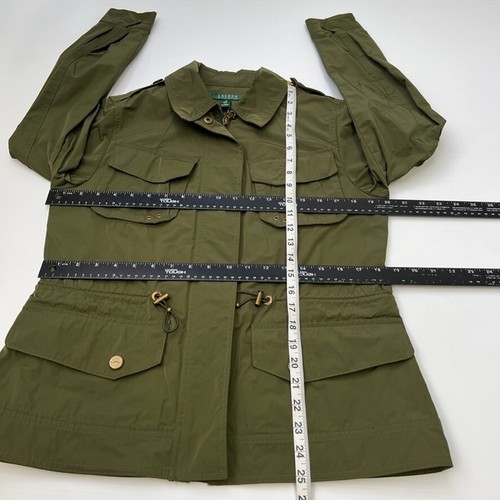 Lauren Ralph Lauren Jacket Women Medium Olive Pocket Zip Military Army Coat Core - Picture 16 of 17