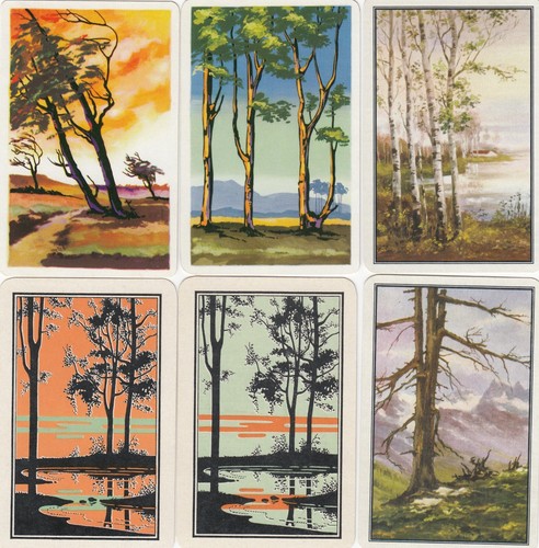 TREES - 6 - single vintage playing cards