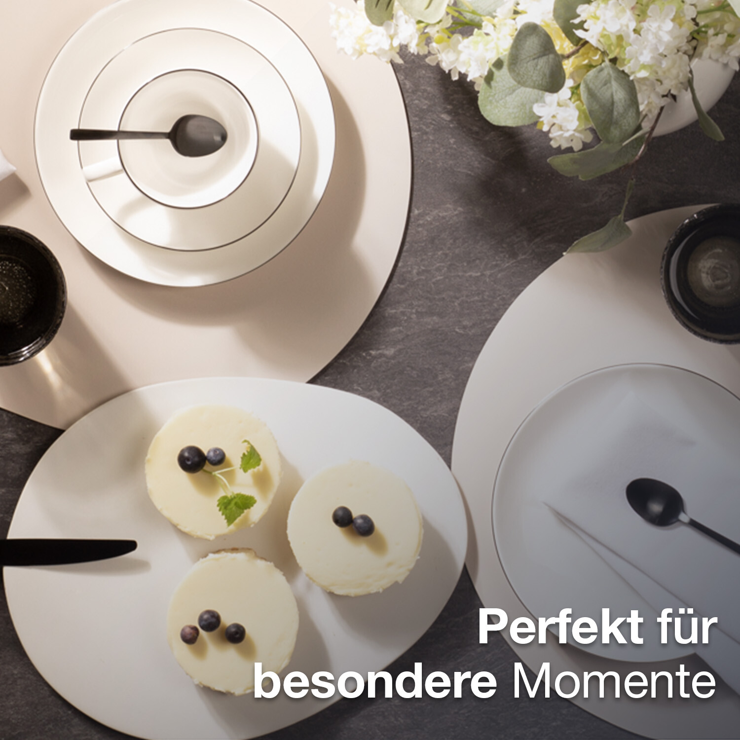 Geschirrset 6 Personen weiß, Kombiservice, Tafelservice, Kaffeeservice Porzellan
